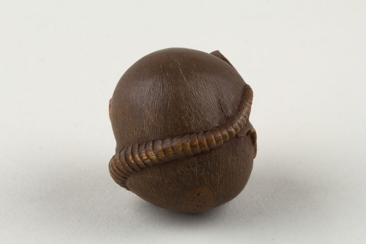 Netsuke of a Rat Curled into a Ball, Masanao, Wood, Japan