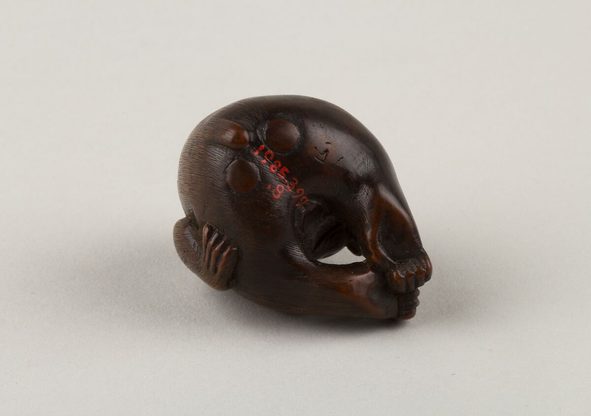 Netsuke of a Seated Monkey, Masakazu (Japanese, died 1886), Wood, Japan