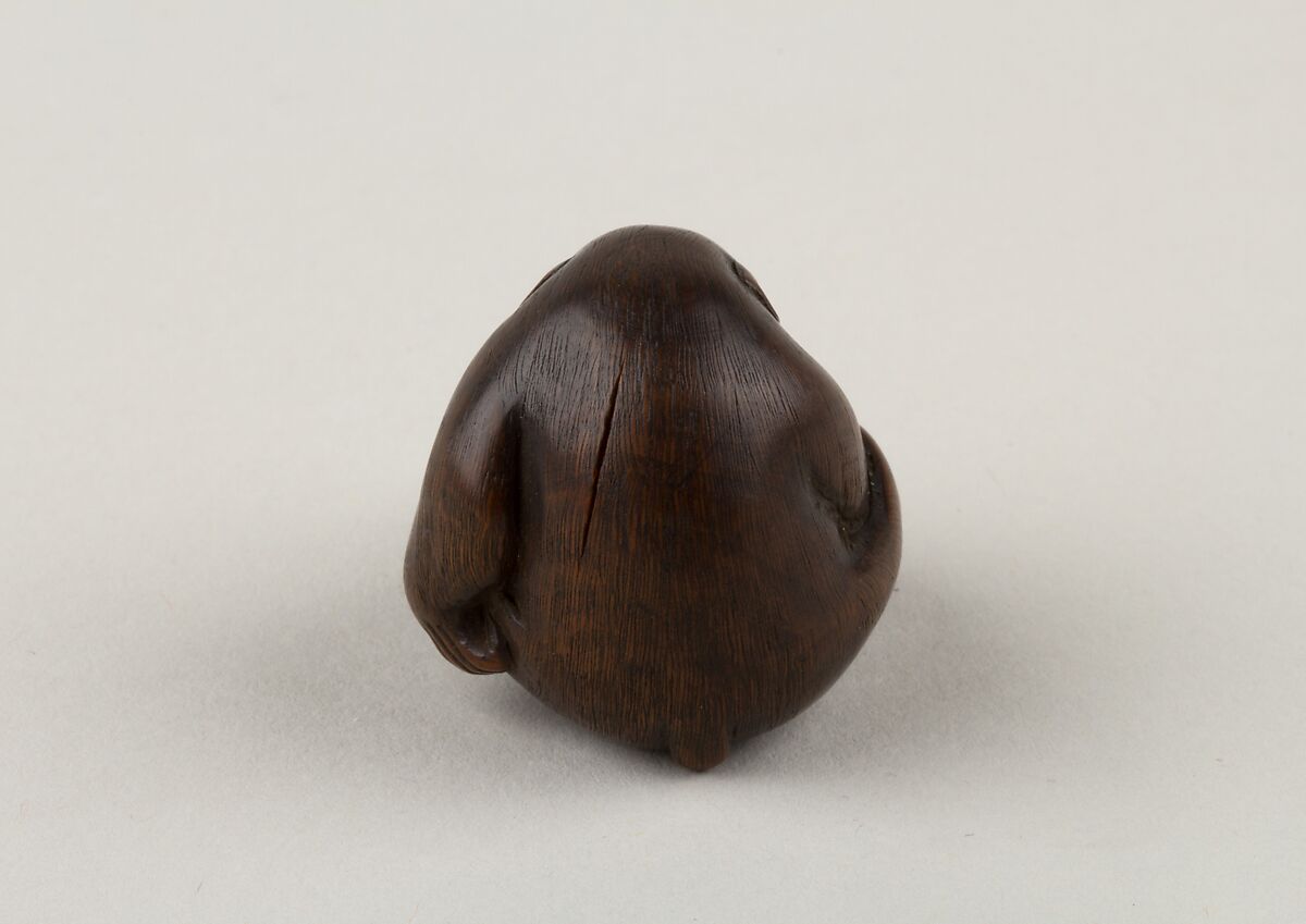 Netsuke of a Seated Monkey, Masakazu (Japanese, died 1886), Wood, Japan