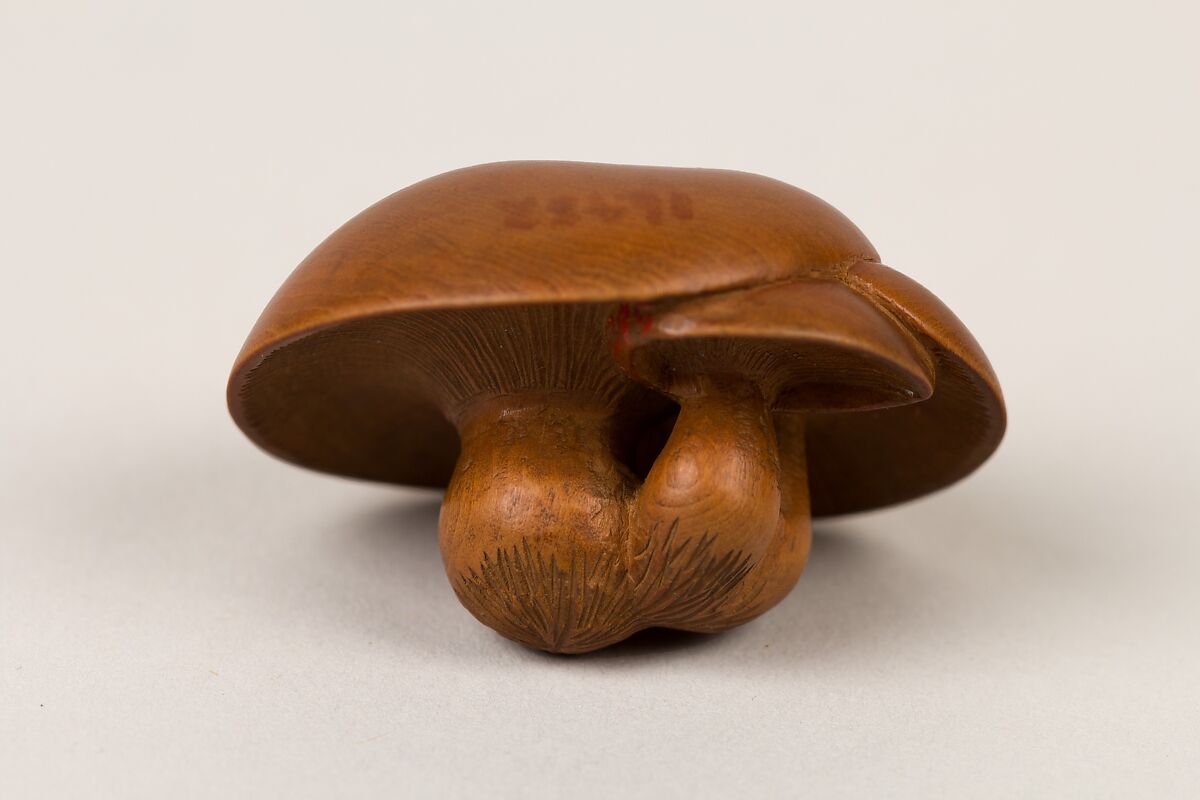 Netsuke of Three Mushrooms, Wood, Japan