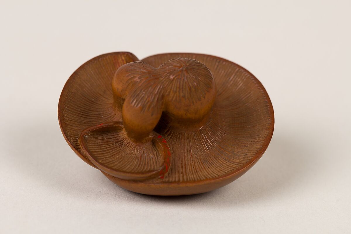 Netsuke of Three Mushrooms, Wood, Japan
