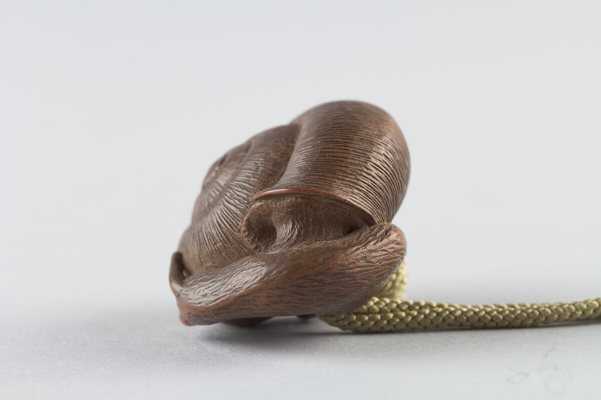 Netsuke of a Snail Emerging from its Shell, Kokei, Wood, Japan