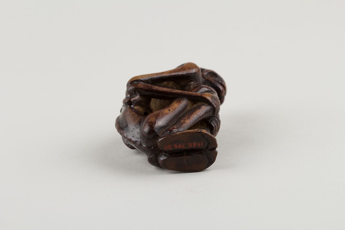 Netsuke of Crouching Figure of a Skeleton, Wood, Japan