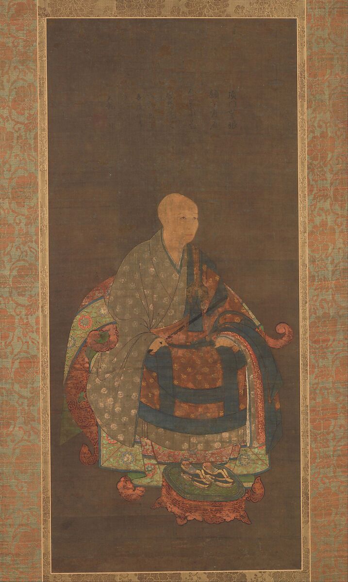 Portrait of Shun'oku Myōha, Unidentified artist Japanese, Hanging scroll; ink, color, and gold on silk, Japan