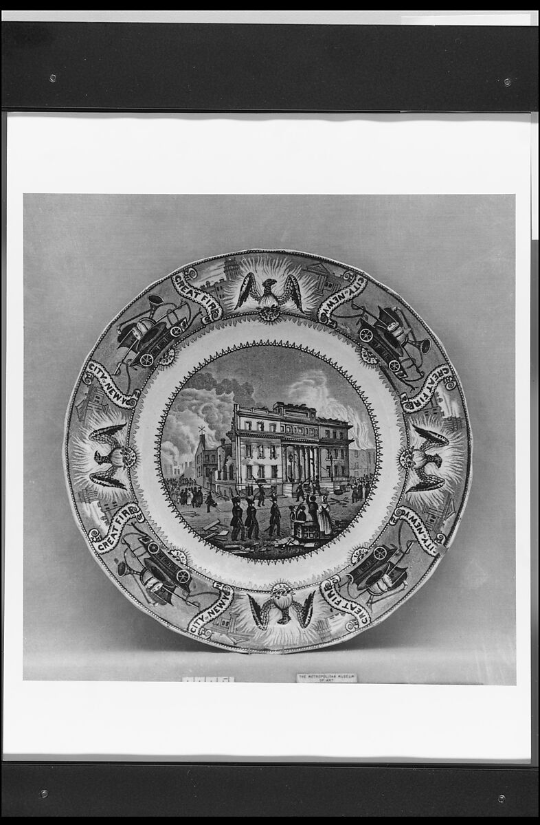 Plate, Possibly Thomas Dimmock &amp; Co. (active 1828–59), Earthenware, transfer-printed, British (American market) 