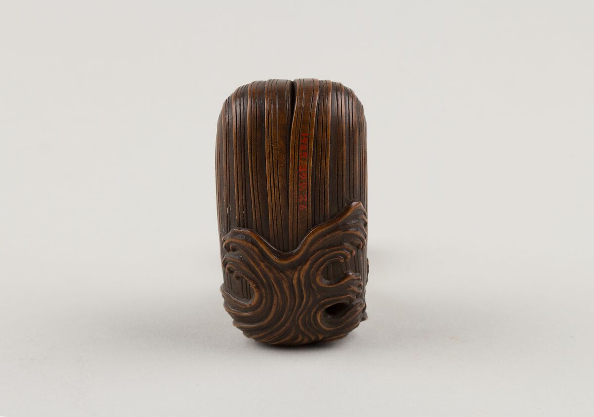 Netsuke of a Carp Climbing a Waterfall, Wood, Japan