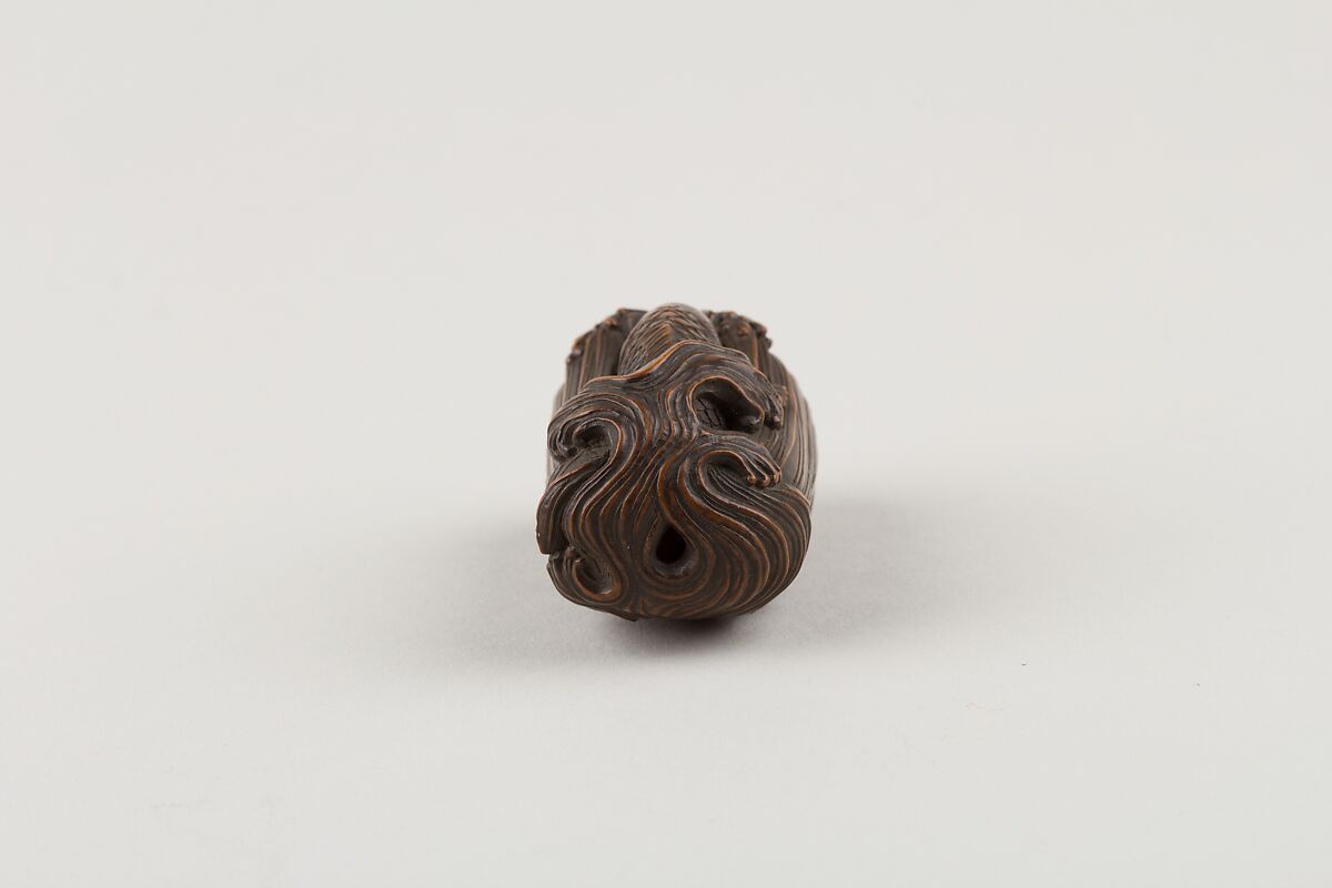 Netsuke of a Carp Climbing a Waterfall, Wood, Japan