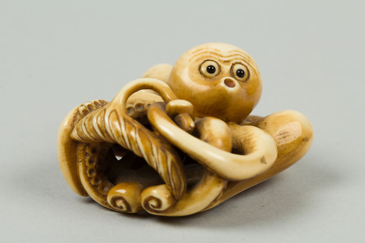 Netsuke of Octopus, Ivory, Japan