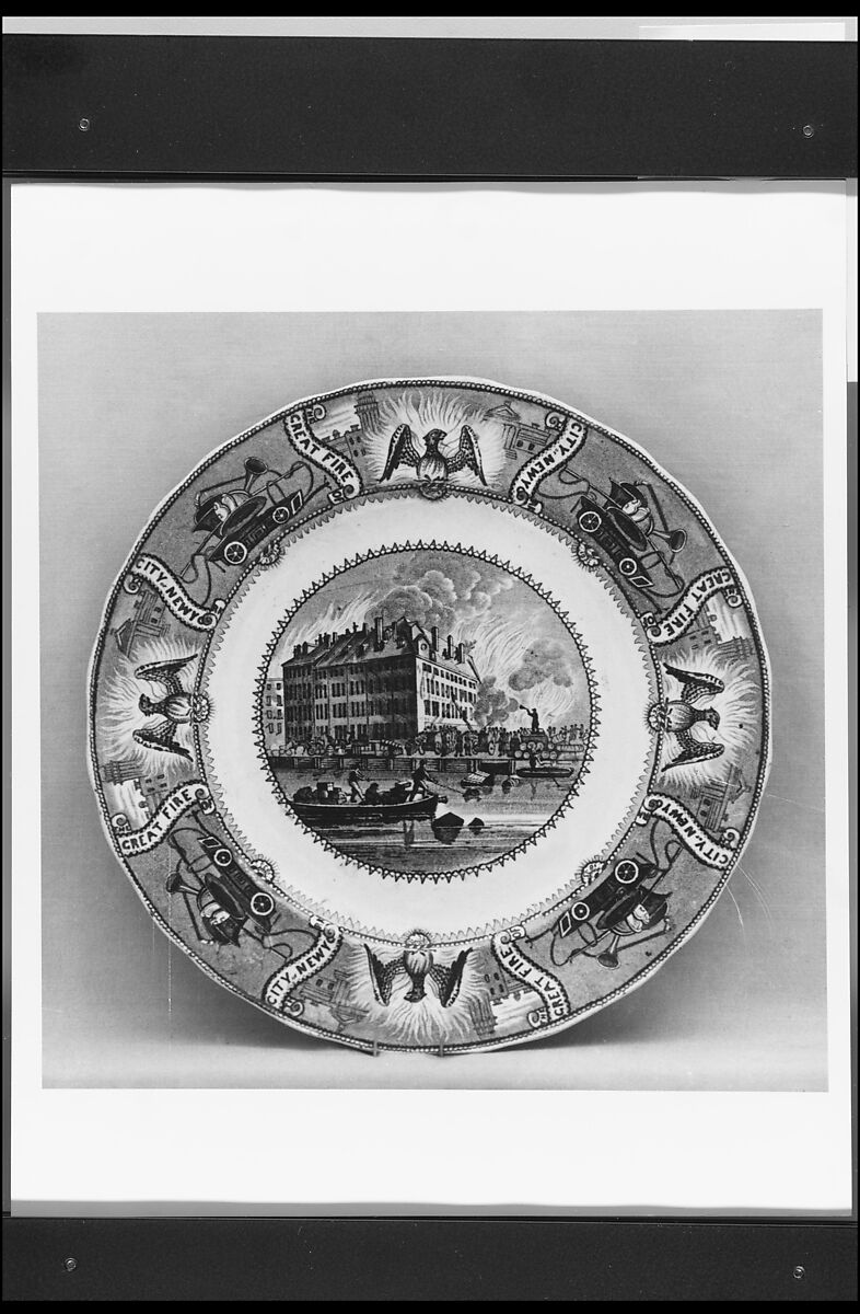 Plate, Possibly Thomas Dimmock &amp; Co. (active 1828–59), Earthenware, transfer-printed, British (American market) 