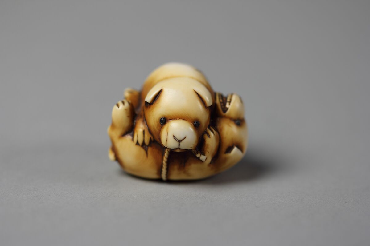 Netsuke of Puppies at Play, Ivory, Japan 