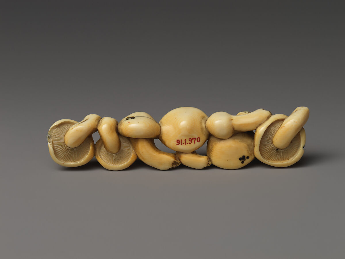 String of Mushrooms, Ivory, Japan