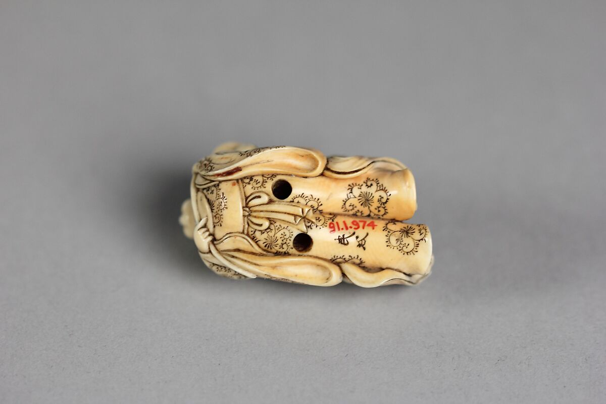 Netsuke of Flying Buddhistic Angel, Ivory, Japan
