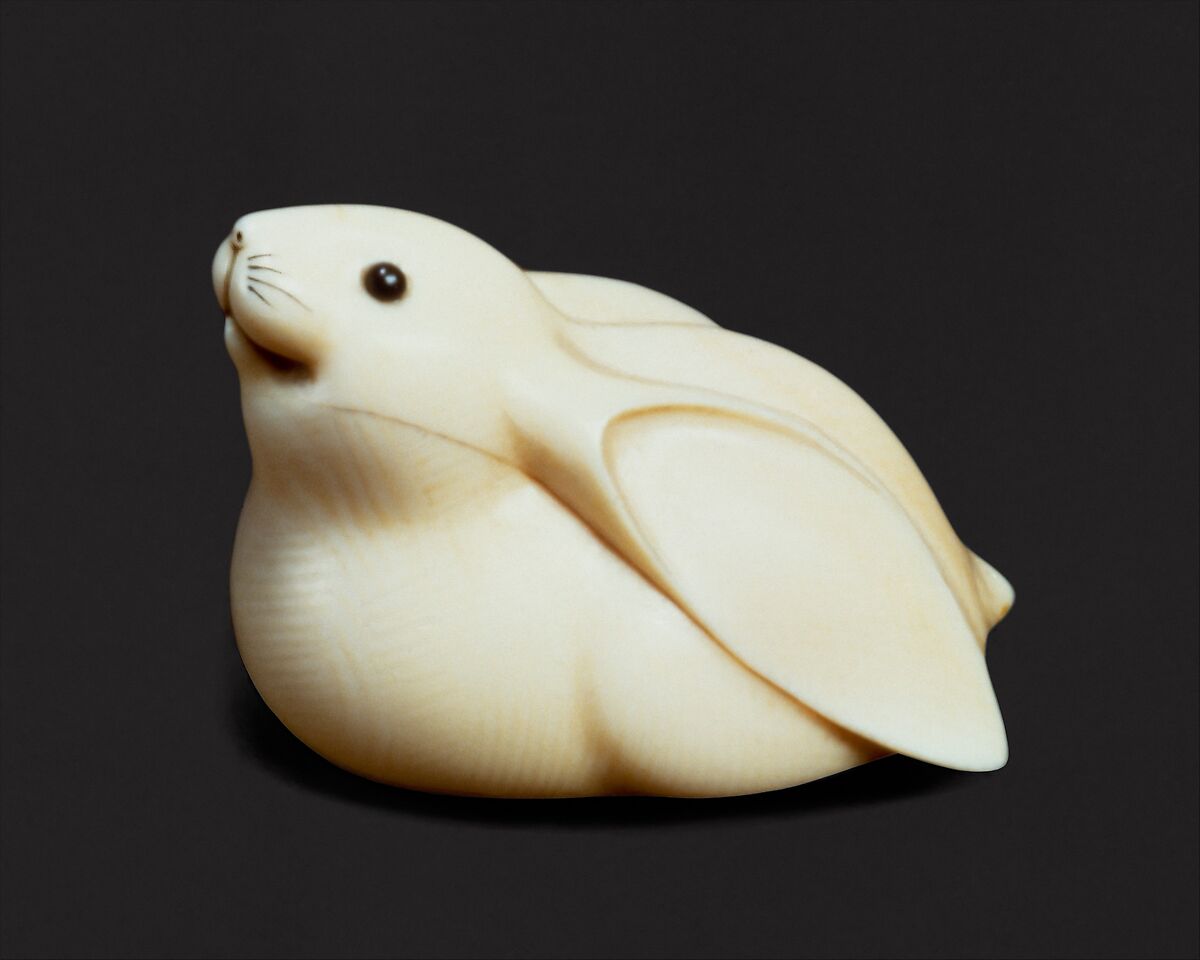 Rabbit, Ōhara Mitsuhiro (Japanese, 1810–1875), Ivory, Japan 
