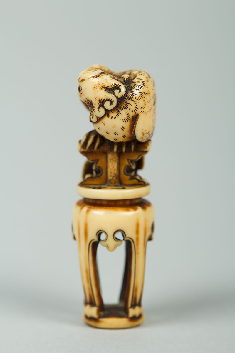 Netsuke of Phoenix on a Pedestal, Ivory, Japan