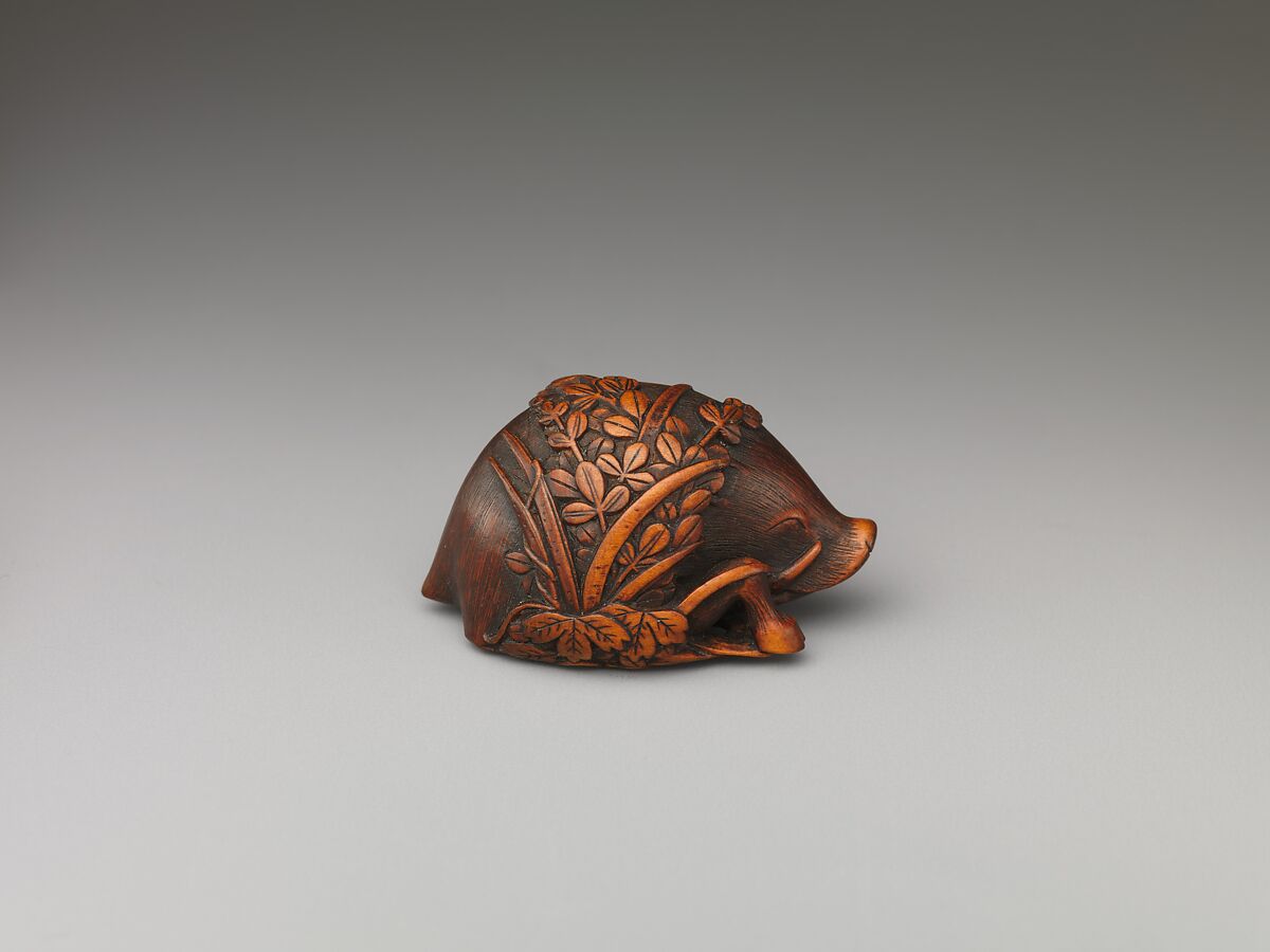 Boar and Grasses, Wood, Japan