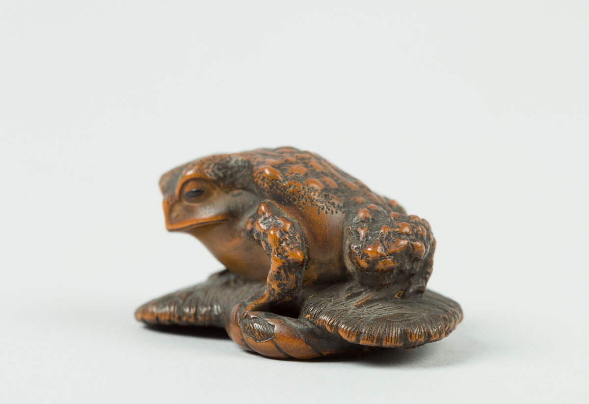Netsuke of Toad on a Sandal, Wood, Japan