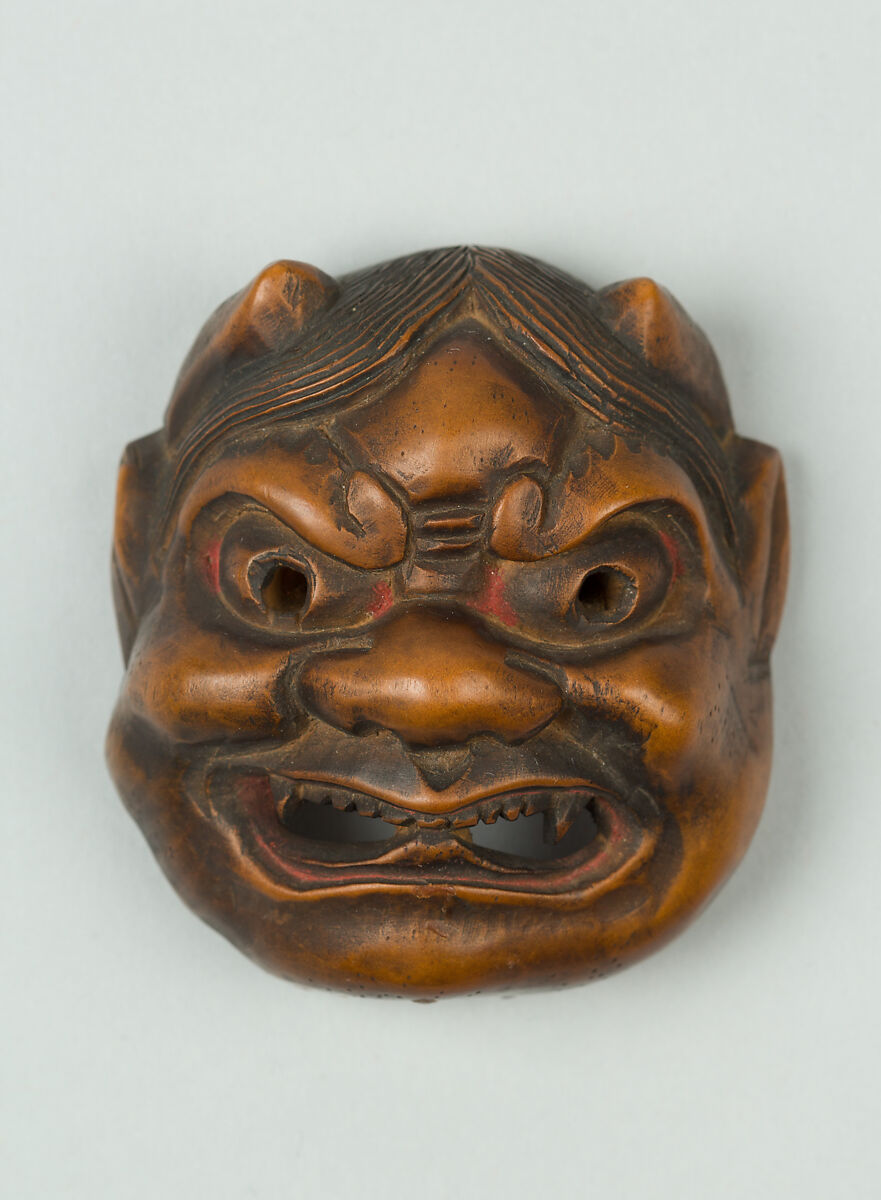 Netsuke of Noh Mask; Demon (?), Wood, Japan 