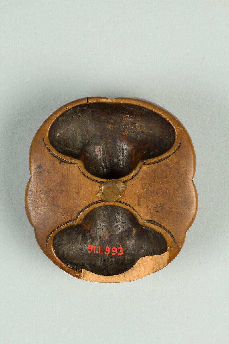 Netsuke of Noh Mask; Face of Usume, Wood, Japan