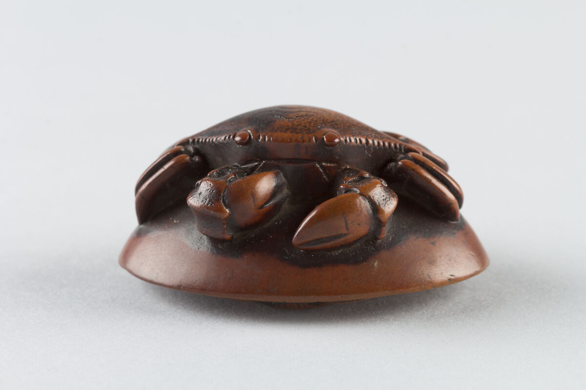 Netsuke of Crab on a Shell, Wood, Japan 