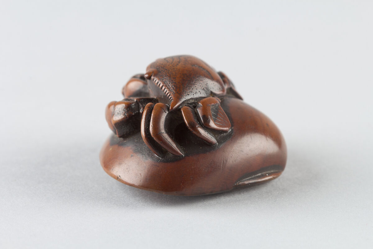 Netsuke of Crab on a Shell, Wood, Japan