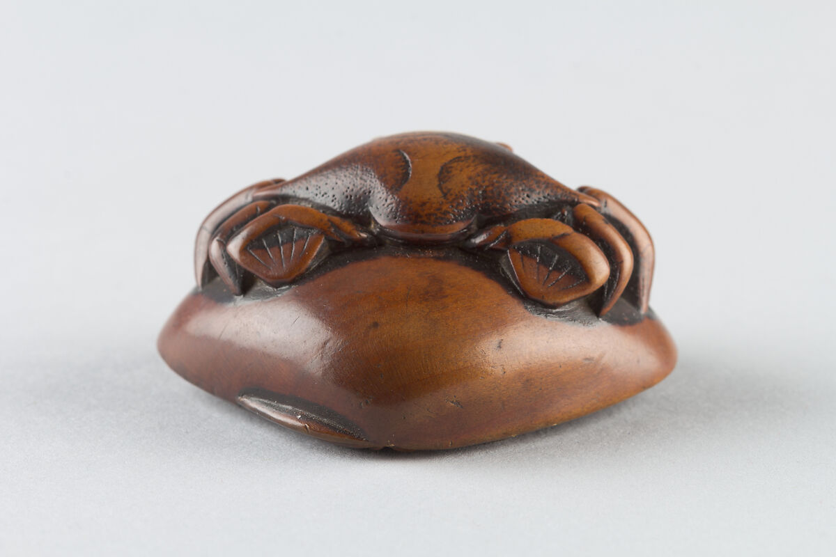 Netsuke of Crab on a Shell, Wood, Japan