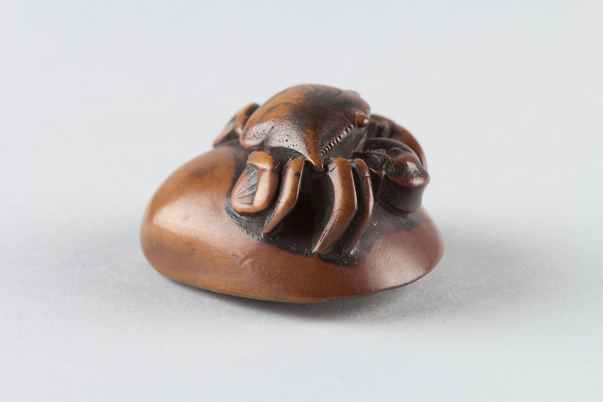 Netsuke of Crab on a Shell, Wood, Japan