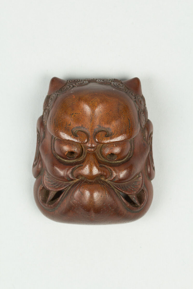 Netsuke of Noh Mask: Ōni, Wood, Japan 
