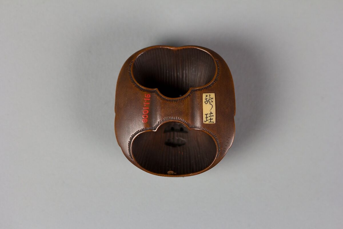 Netsuke of Kyōgen Mask: Usume (or Ofuku or Okame), Wood, Japan