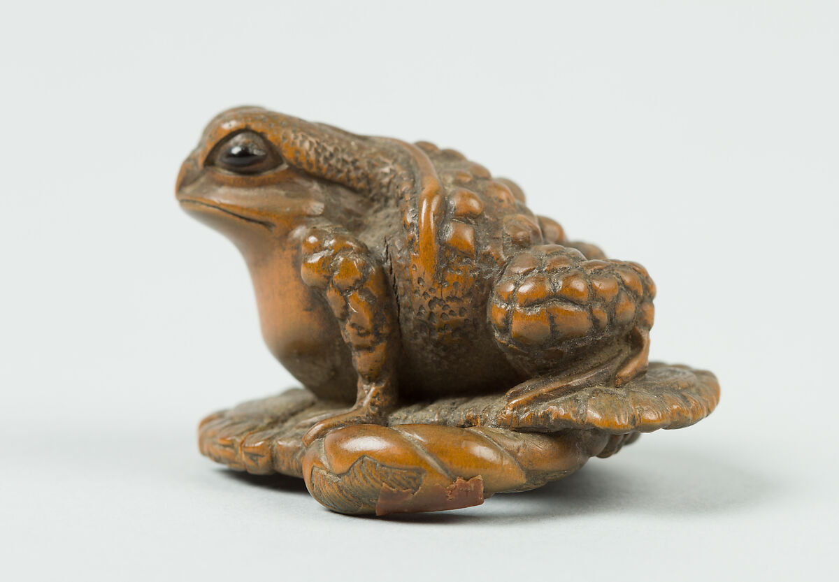 Netsuke of Toad on a Sandal, Wood, Japan