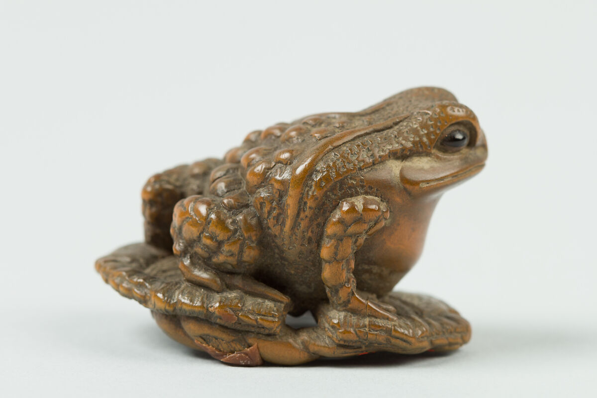 Netsuke of Toad on a Sandal, Wood, Japan