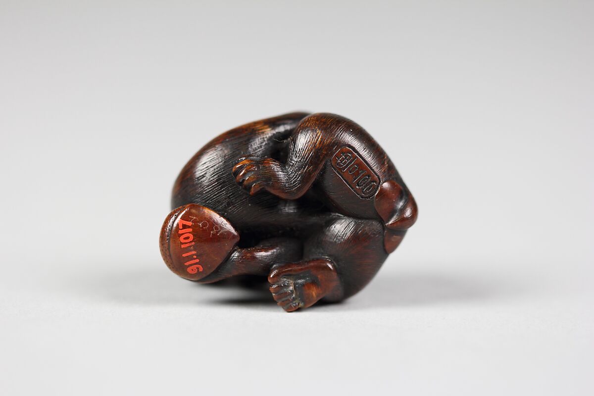 Netsuke of Monkey Scratching His Back, Wood, Japan