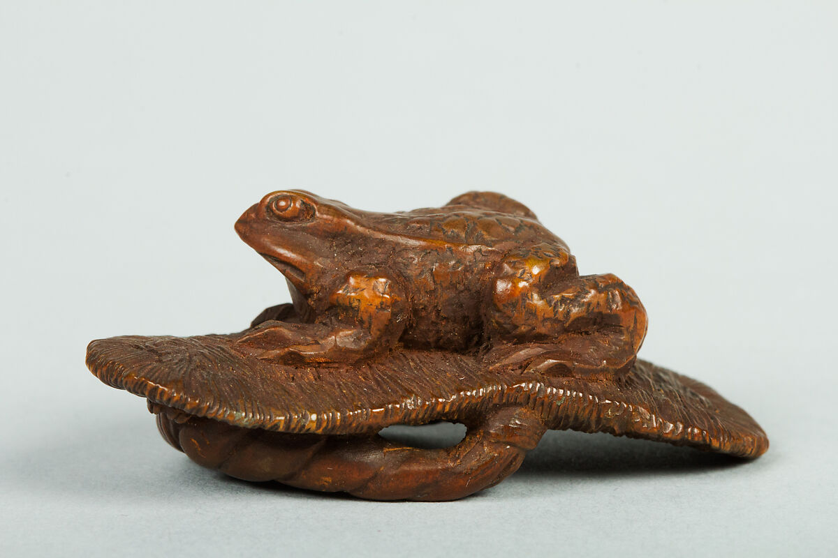 Netsuke of Toad on a Sandal, Wood, Japan