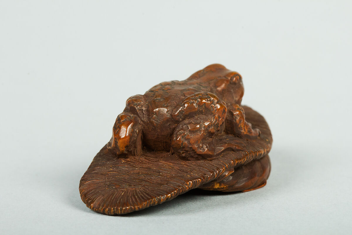 Netsuke of Toad on a Sandal, Wood, Japan