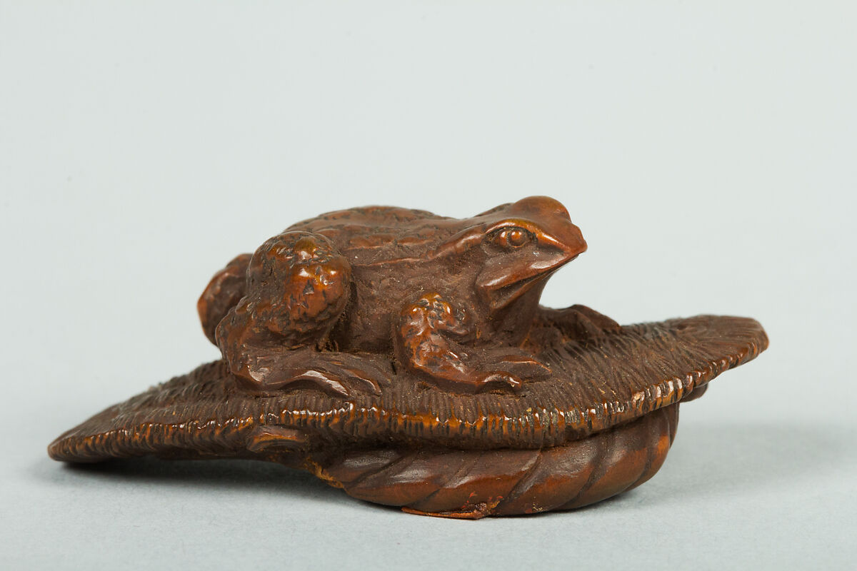 Netsuke of Toad on a Sandal, Wood, Japan