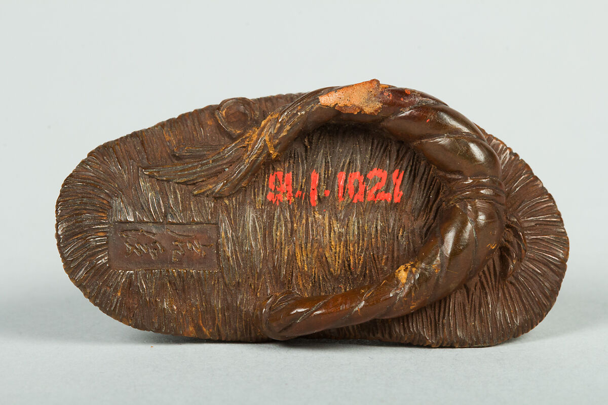 Netsuke of Toad on a Sandal, Wood, Japan