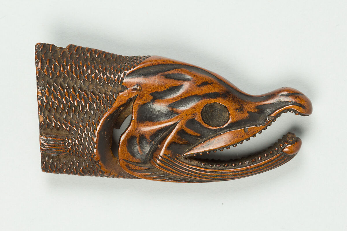 Netsuke of Head of a Fish, Wood, Japan 