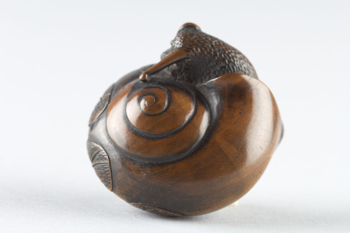 Netsuke of Snail, Wood, Japan