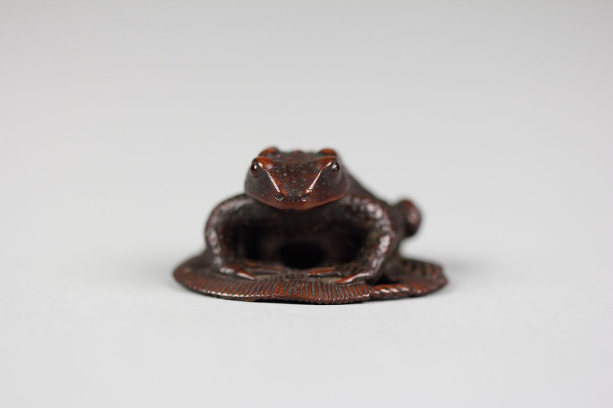 Netsuke of Toad on a Sandal, Wood, Japan 