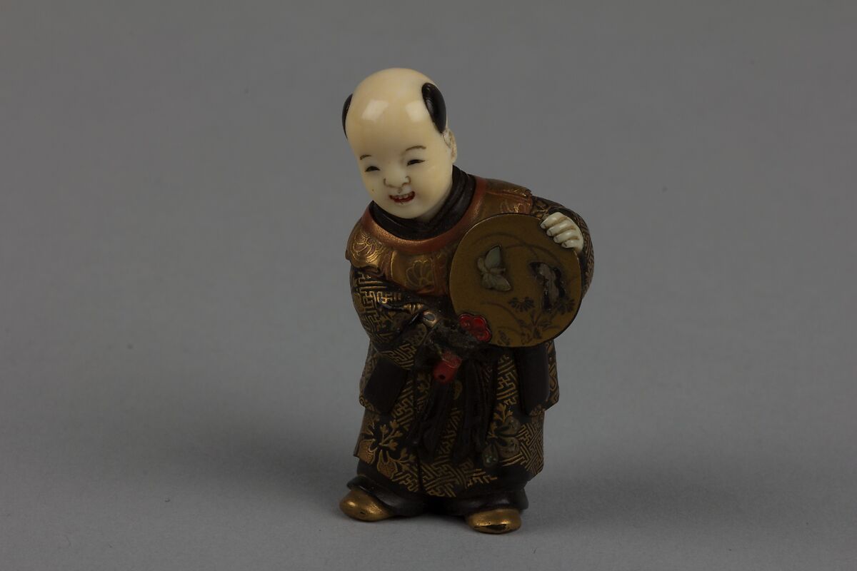 Netsuke Of Boy With A Fan Japan Edo 1615 1868 Or Meiji Period 1868 1912 The Metropolitan Museum Of Art