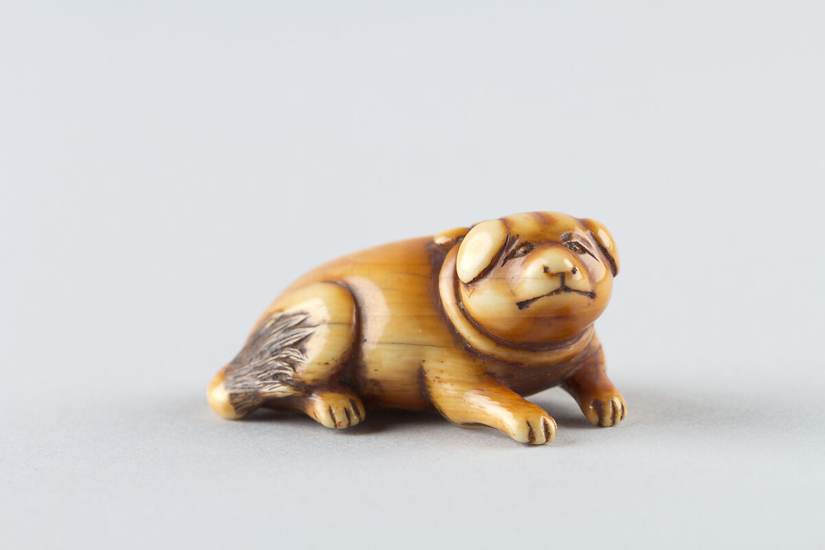 Netsuke of puppy, Ivory, Japan 