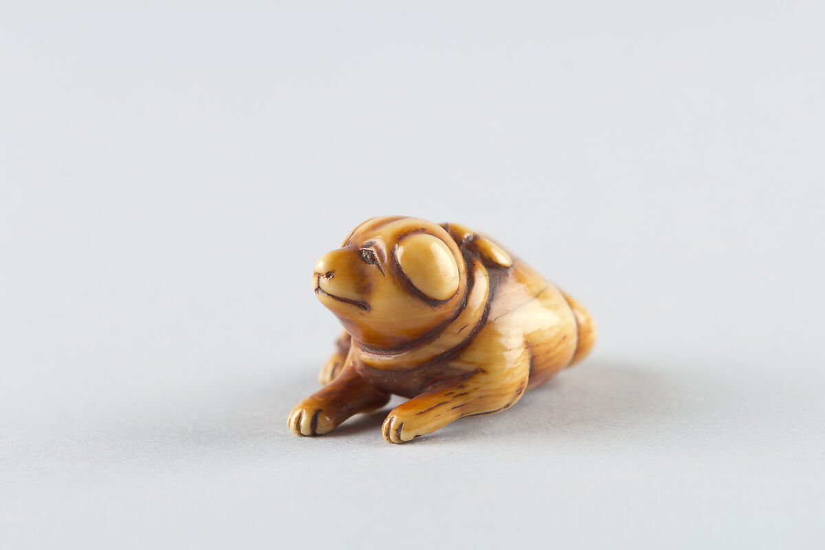 Netsuke of puppy, Ivory, Japan