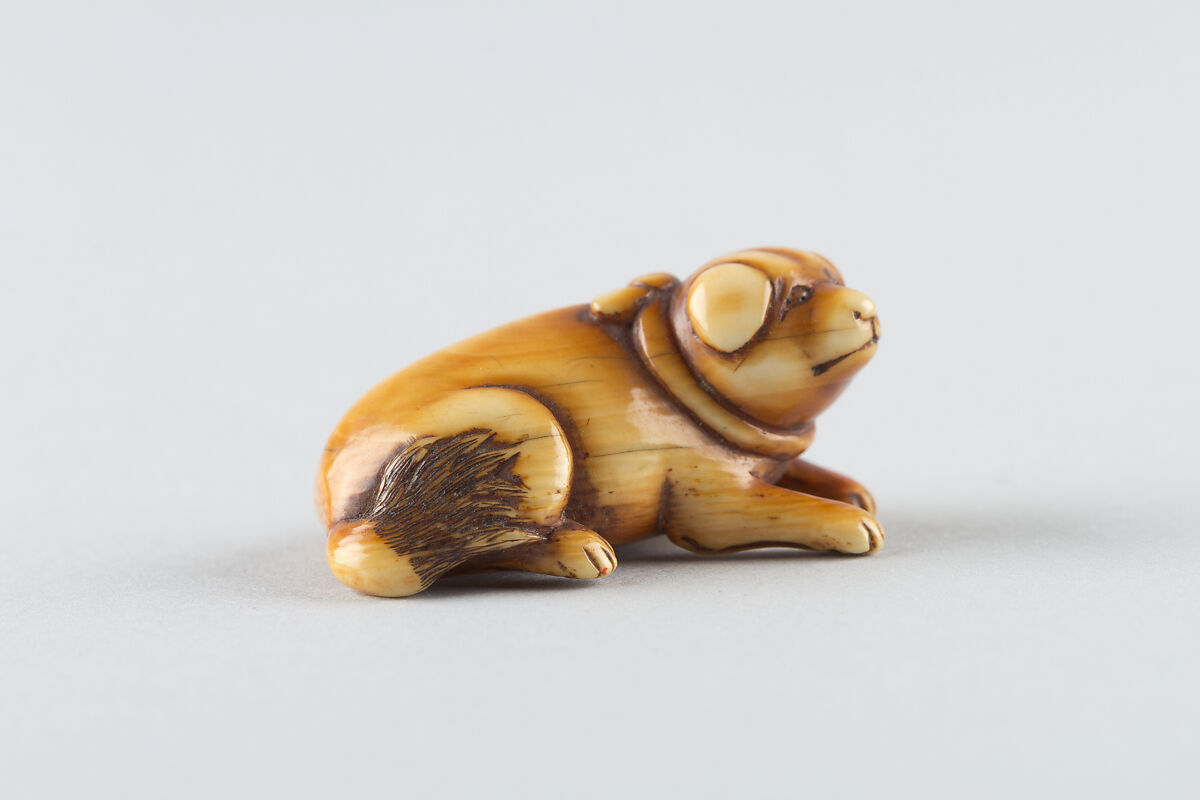 Netsuke of puppy, Ivory, Japan