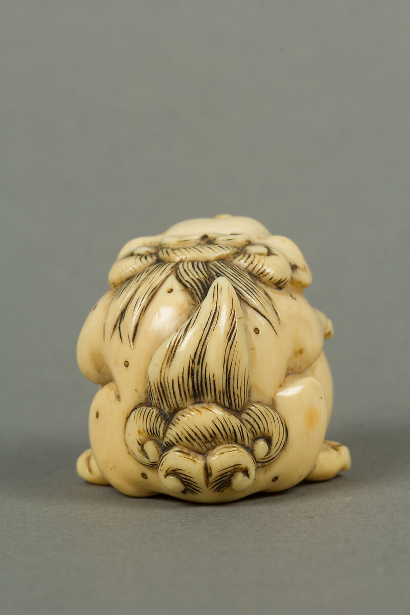 Netsuke of Qilin and Ball, Ivory, Japan