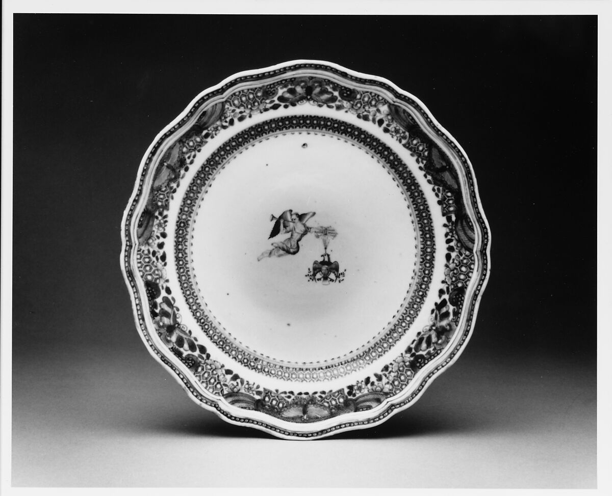 Plate, Hard-paste porcelain, Chinese, for American market