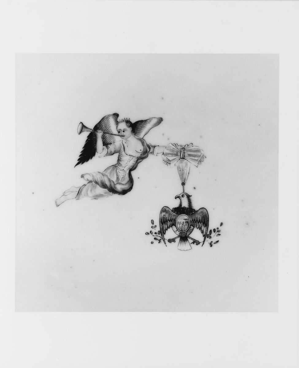 Plate, Hard-paste porcelain, Chinese, for American market