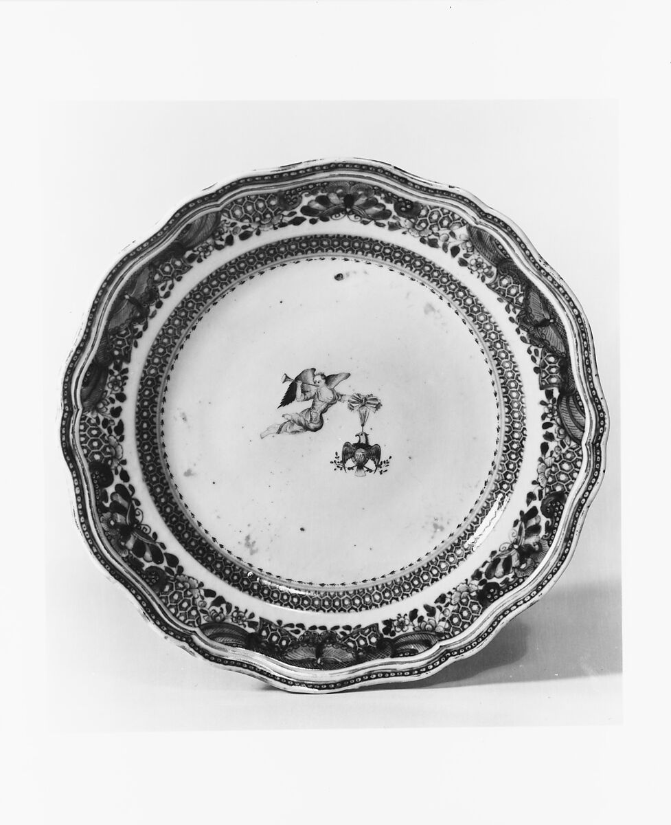 Plate, Hard-paste porcelain, Chinese, for American market