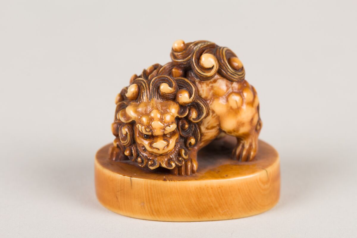 Netsuke of Qilin on a Pedestal, Ivory, Japan