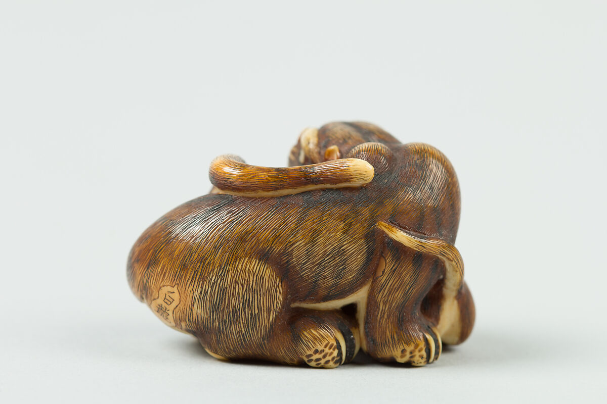 Netsuke of Tiger and Cub, Ivory, Japan