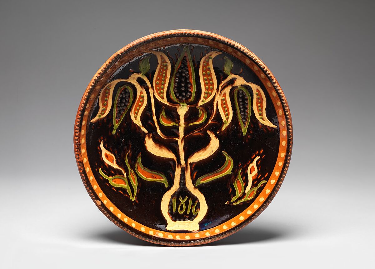 Plate, Attributed to Solomon Grimm (1787–1847), Earthenware; Redware, American 