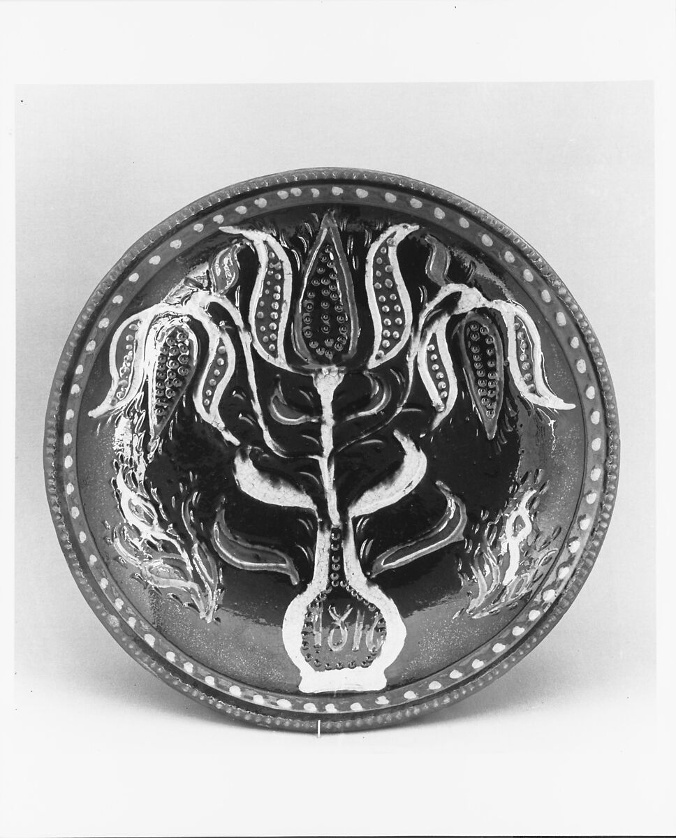 Plate, Attributed to Solomon Grimm (1787–1847), Earthenware; Redware, American